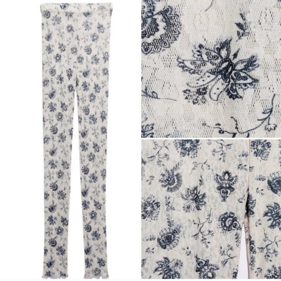 🩵💙 FREE PEOPLE Layered in Lace LEGGINGS Ivory Combo 💙🩵 - Picture 4 of 9